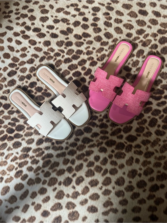 Fashion Nova Shoes - Fashion Nova Pink & White Slip-On Mules-BOTH Pair 1 Price